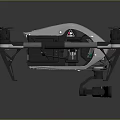 Modern Quadcopter Drone With Black Silver Body And Rotating Propellers